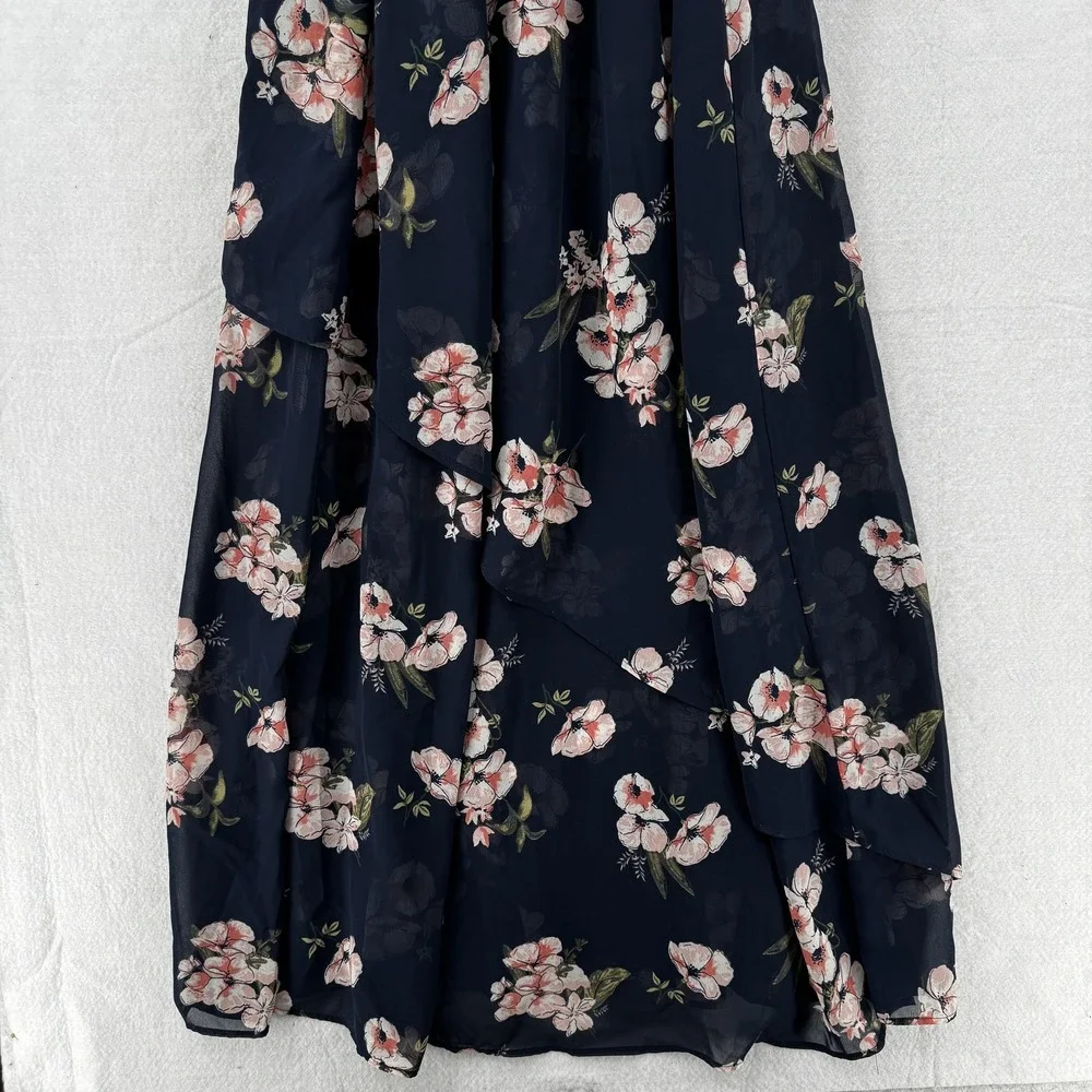 Abercrombie‎ & Fitch Dress Womens Extra Small Navy Floral Maxi Cold Shoulder XSP